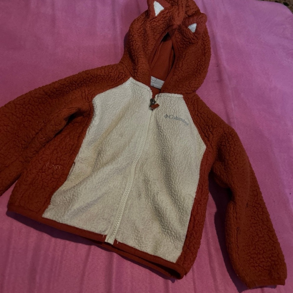 Columbia Red and Cream Hooded Fleece